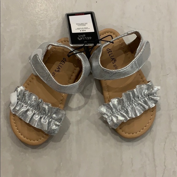 little girls silver sandals